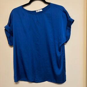 Dark blue satin blouse